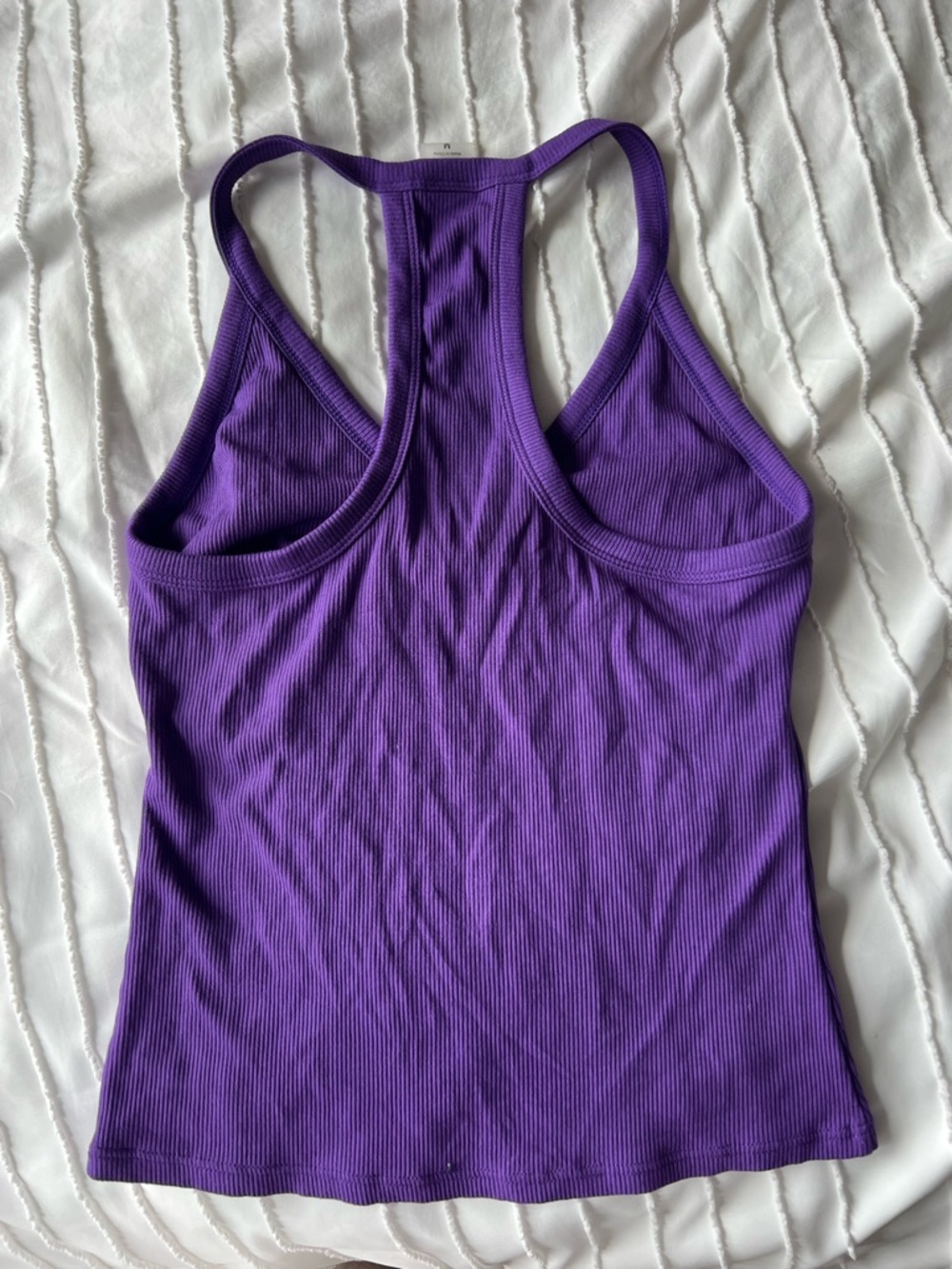 Purple Ribbed V-Neck Racerback Tank Top - Picture 2 of 2